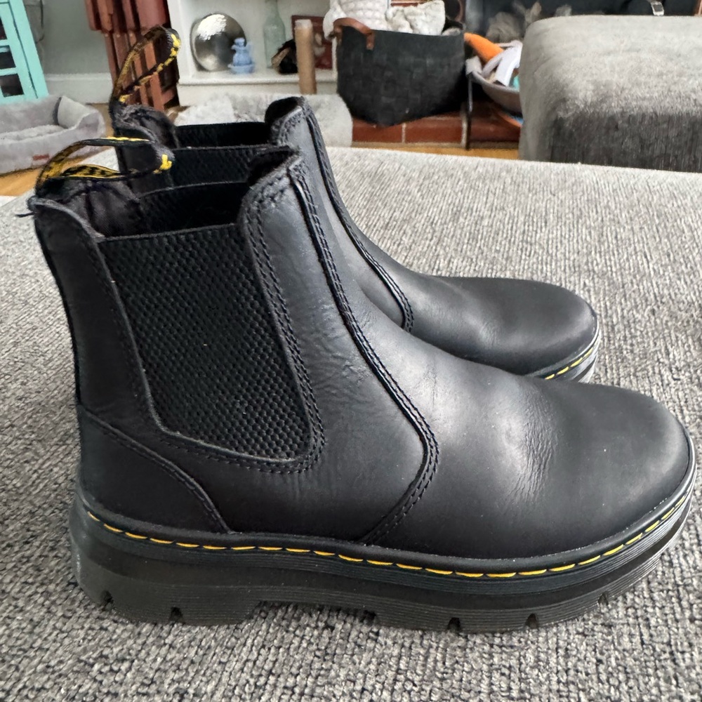 Black Leather Dr Marten Chelsea Boots - Picture 4 of 7